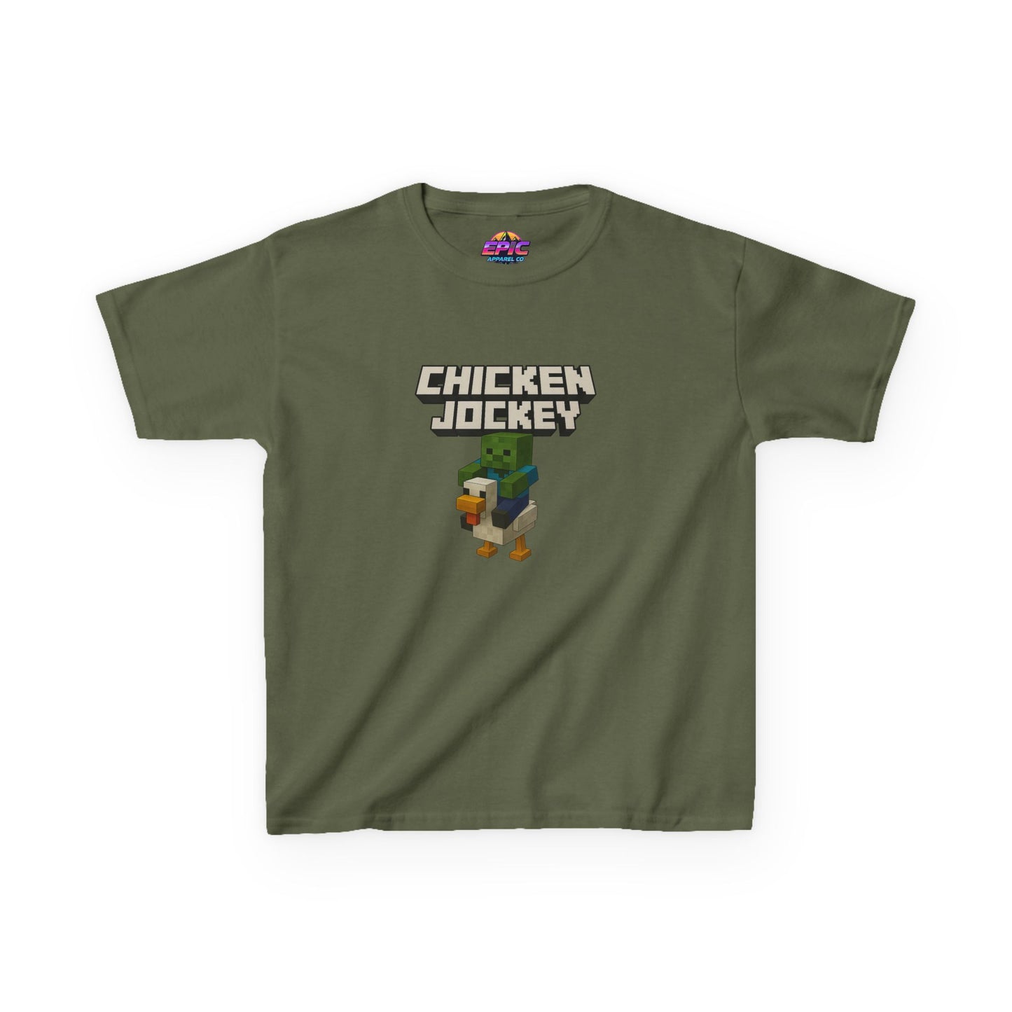 Kids Minecraft Chicken Jockey T-Shirt – Funny Gamer Tee, Animal Lover Gift, Cool Pixel Art Shirt